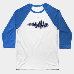 Detroit Skyline Silhouette Baseball T-Shirt